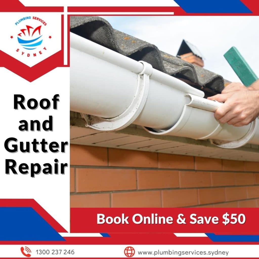 Image presents roof leak repair and Roof and Gutter Repair